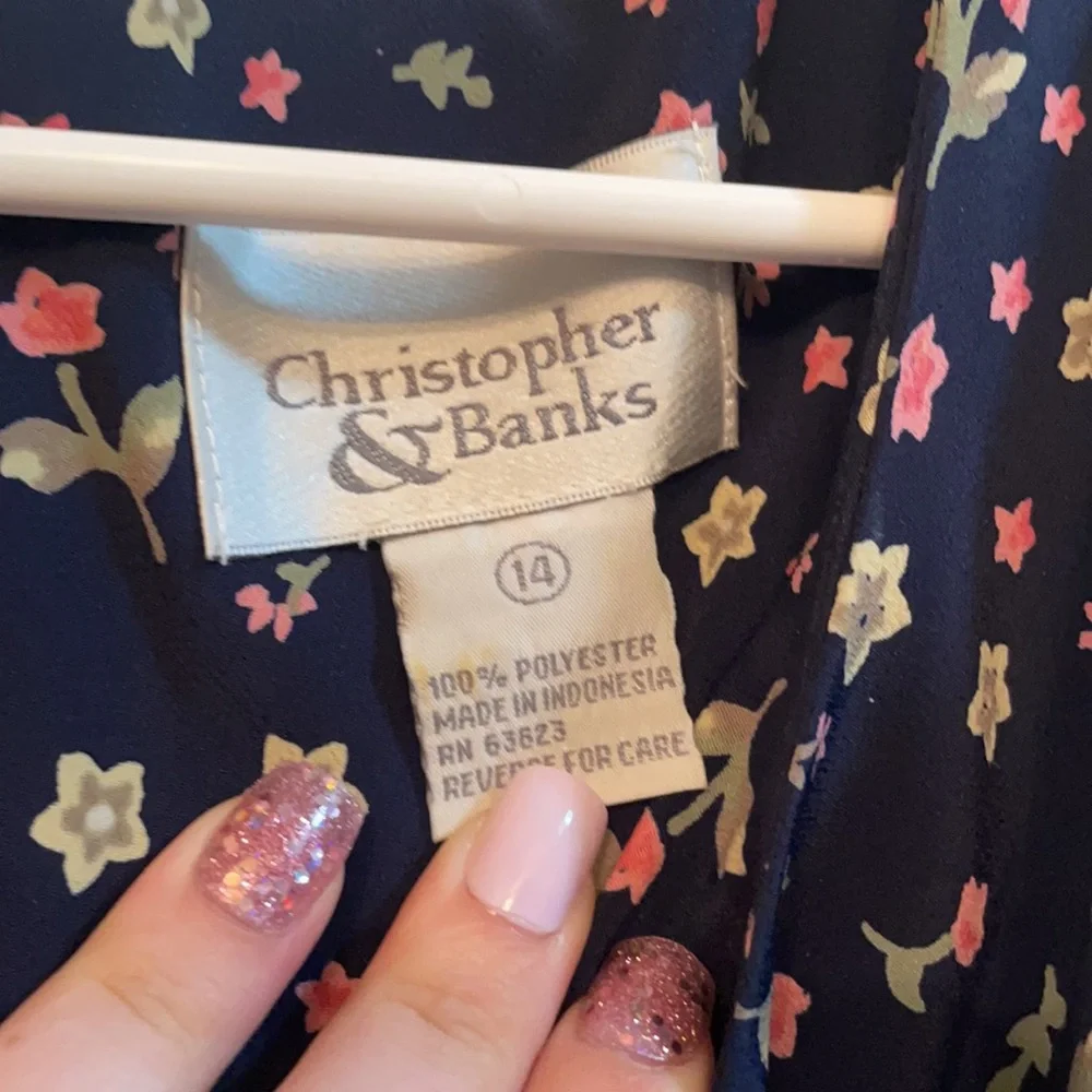 Christopher and Banks corset lace up back floral print dress size 14 - Picture 3 of 6